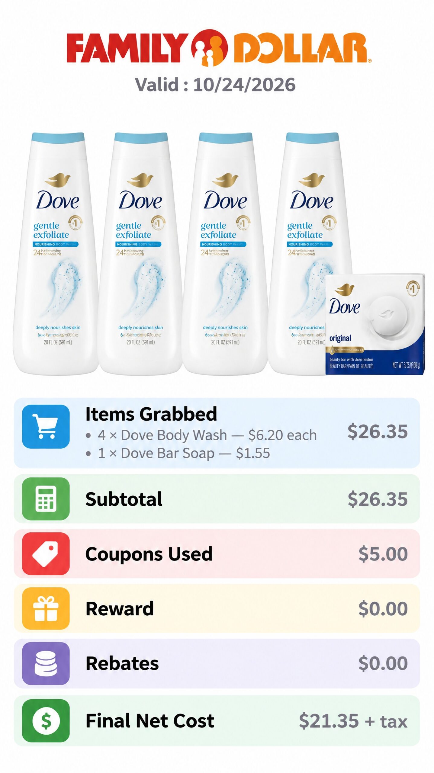 Dove Body Wash and Bar Soap Bundle