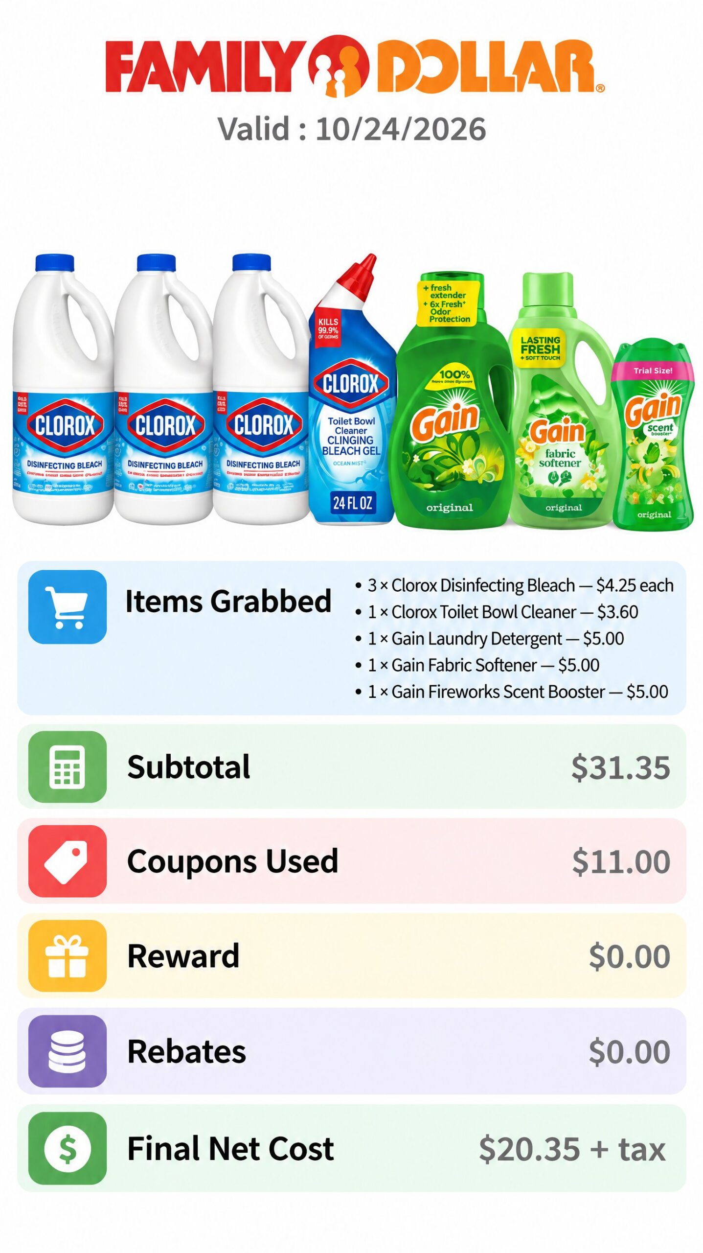 Clorox and Gain Cleaning and Laundry Products