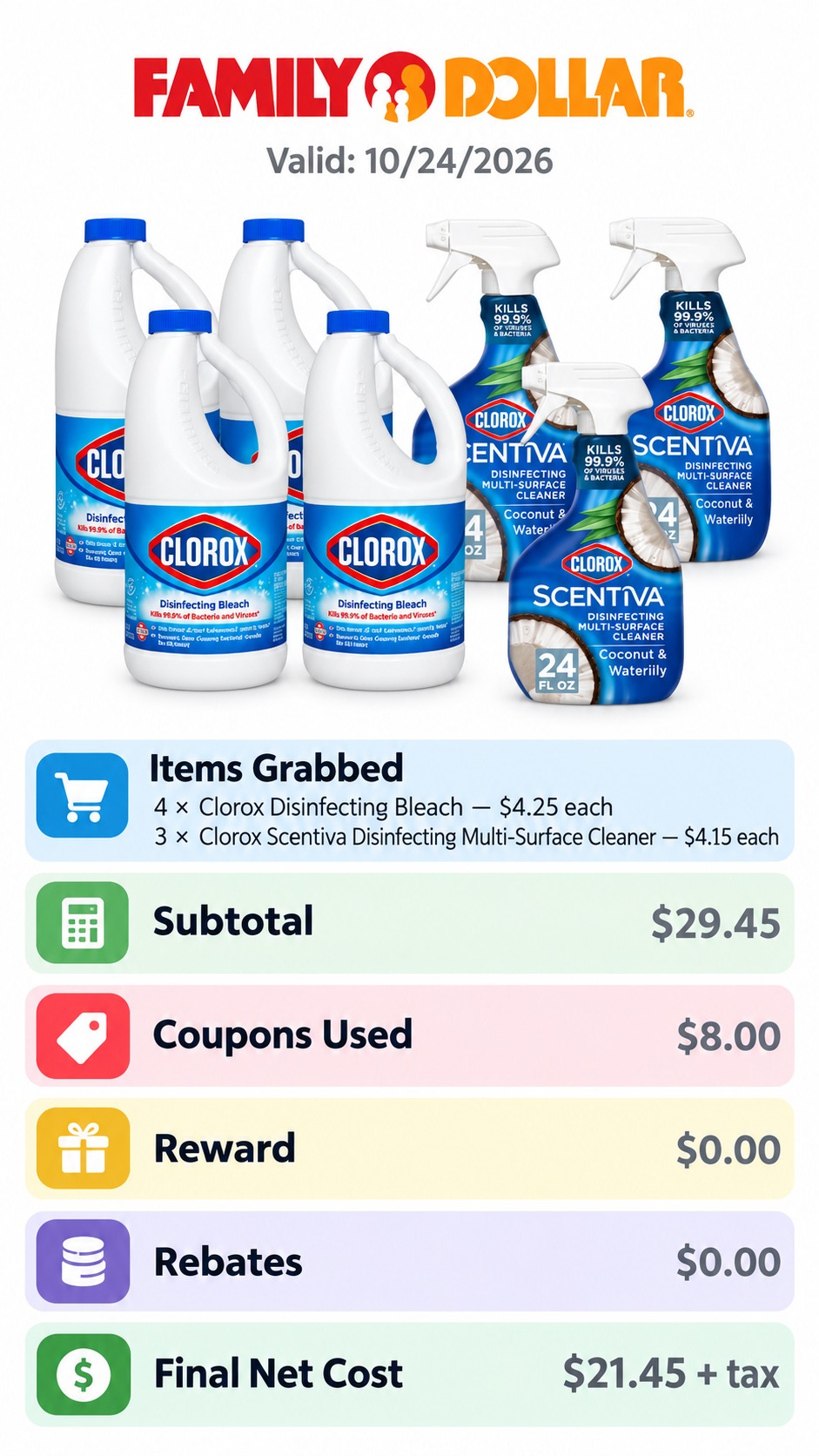 Clorox Bleach and Scentiva Cleaner Bundle