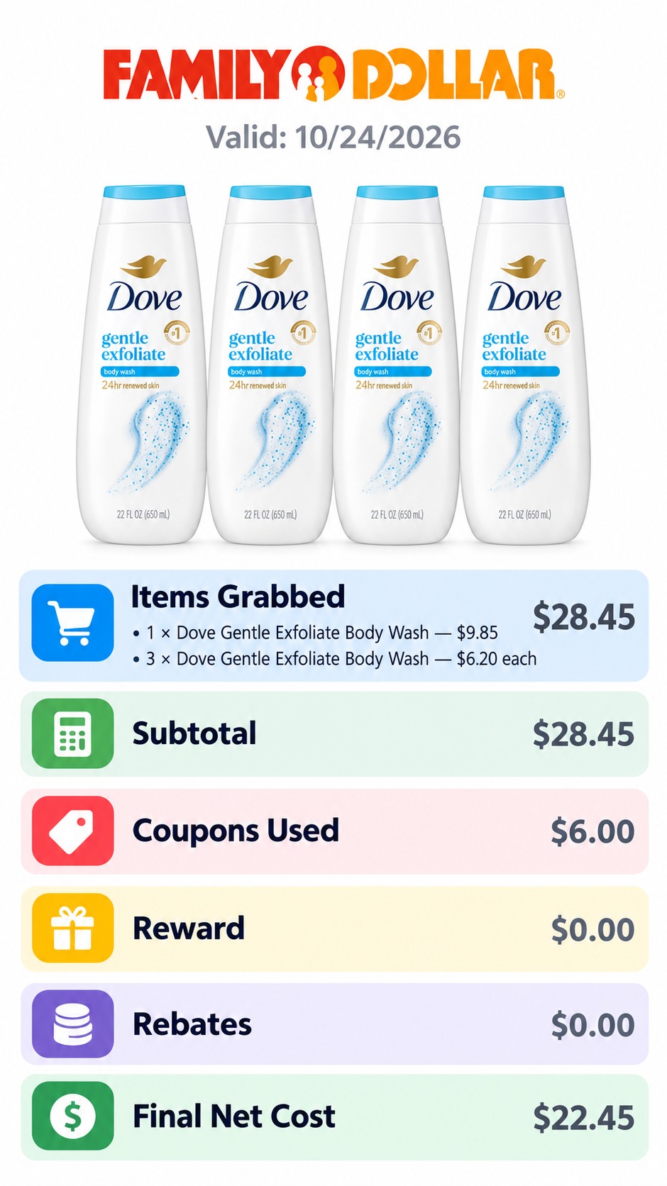 Dove Gentle Exfoliate Body Wash Bundle
