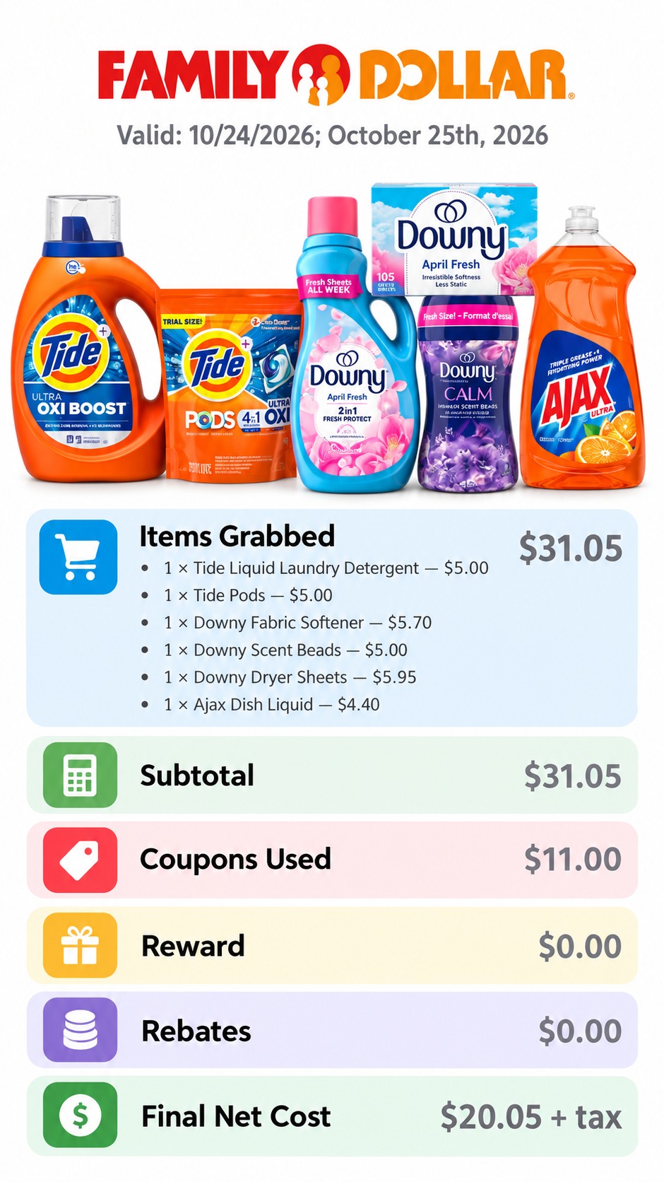 Tide, Downy, and Ajax Laundry and Dish-Care Bundle