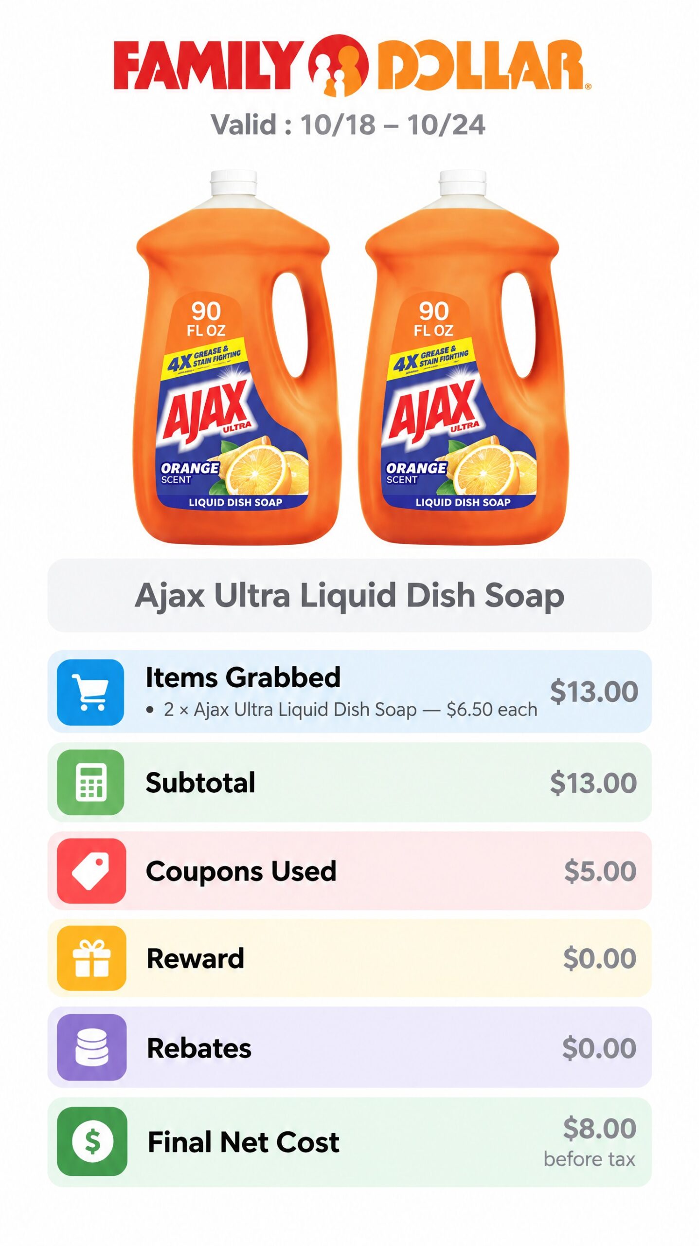 Ajax Ultra Liquid Dish Soap Two-Bottle Coupon Deal