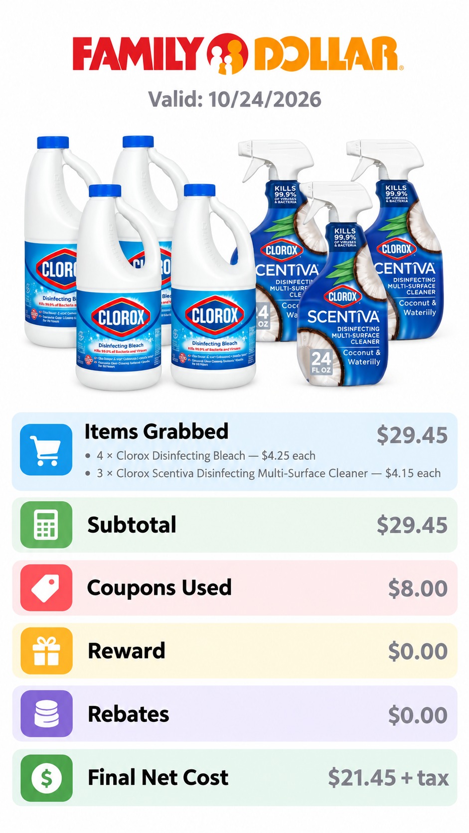 Clorox Bleach and Scentiva Cleaner Bundle