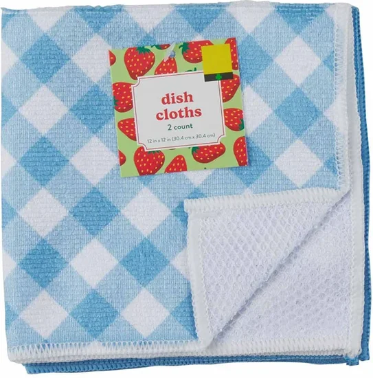 Printed Square Kitchen Dish Cloths, 12x12 in, 6 Assorted Patterns