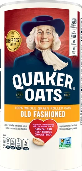 Quaker Oats Old Fashioned 100% Whole Grain Oatmeal, 18 oz Canister