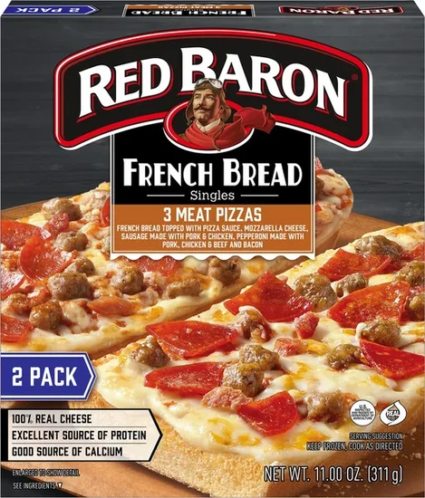 Red Baron Three Meat French Bread Personal Frozen Pizza, 2-ct. Pack