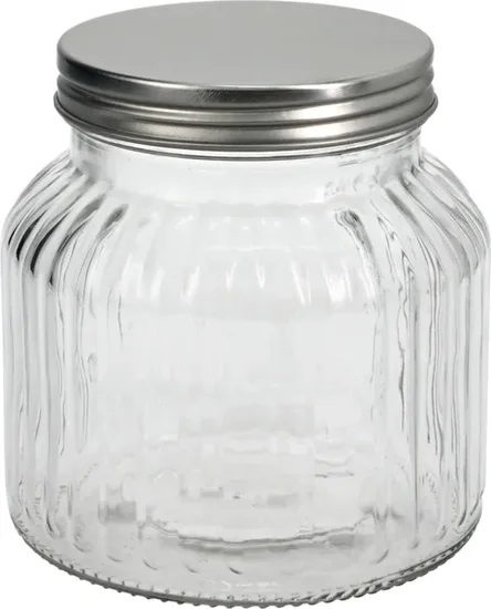 Ribbed Glass Jars with Glass Lids, 24 oz.