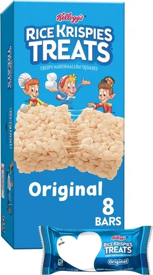 Rice Krispies Treats Original Crispy Marshmallow Squares, Kids Snacks, Single Serve, 8 Count
