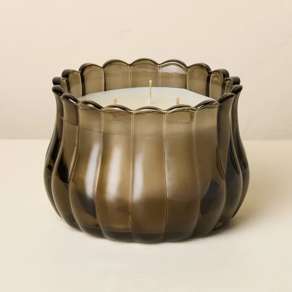 Scalloped Glass Salted Candle
