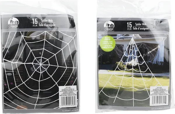 Seasonal Collection Halloween-themed 15 ft. Decorative Spider Web, Assorted Designs, 1-ct.