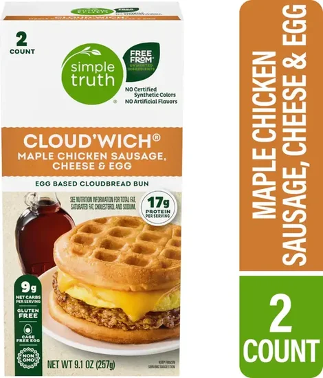 Simple Truth Cloud'Wich Maple Chicken Sausage Cheese and Egg Breakfast Sandwiches