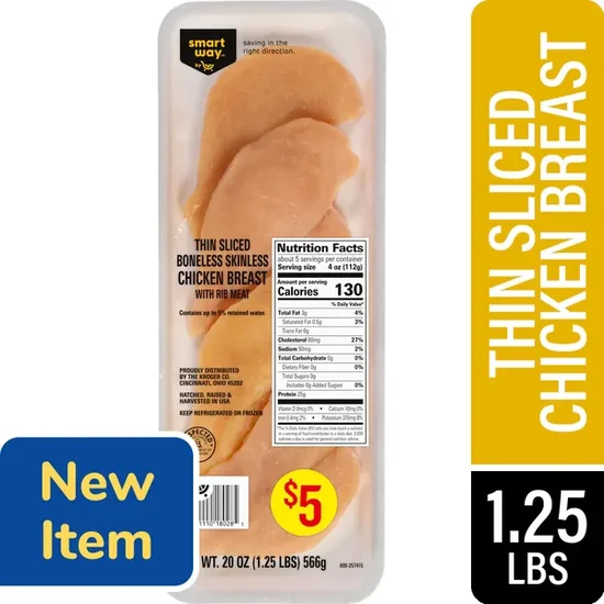 Smart Way Fresh Uncooked Thin Sliced Boneless Skinless Chicken Breasts