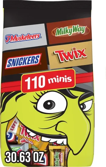 Snickers, Twix, Milky Way, & 3 Musketeers Halloween Candy - 110 Ct Bulk Bag