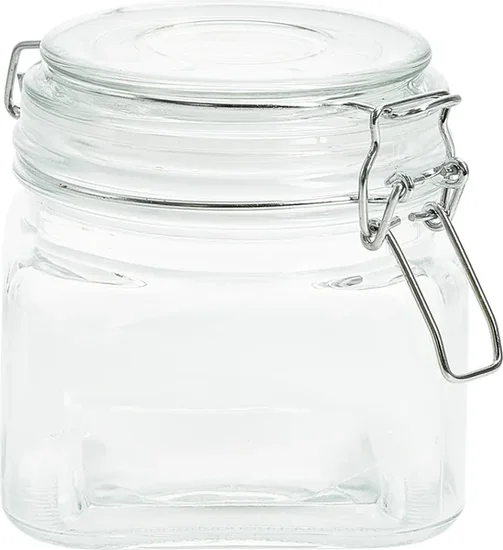 Square Glass Jars with Clasp Lids, 20 oz.