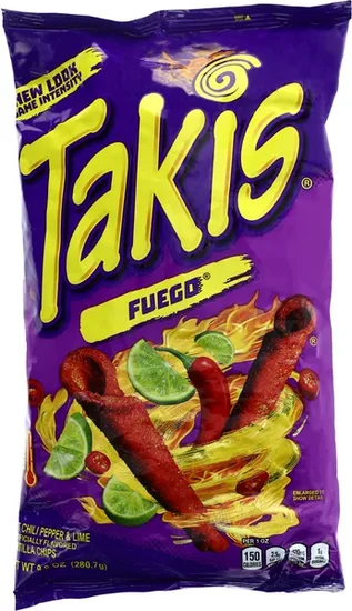 Takis Fuego Hot Chili Pepper & Lime Tortilla Chips, 1-ct.