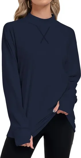 Tarainya Women's Mock-Neck Sweatshirt with Thumbholes