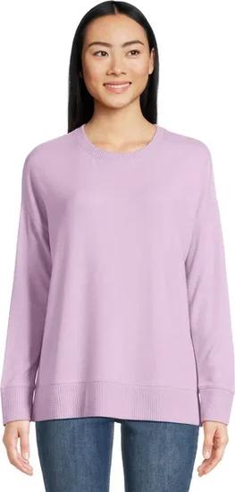 Time and Tru Women's Hacci Knit Pullover with Long-Sleeves, Single and 2-Pack, Sizes XS - XXL