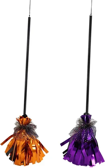 Tinsel Witch Broom Halloween Decor, Assorted Colors, 1-ct.