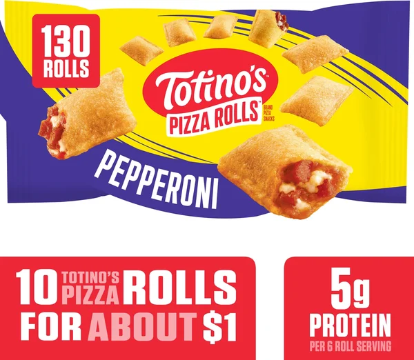 Totino's Pizza Rolls, Pepperoni Pizza Flavored, Frozen Appetizers, 130 Rolls, 63.5 oz