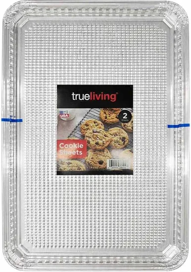 True Living Cookie Sheet Pans, Heavy-Duty Disposable Aluminum Baking Sheets, 15.98x11.18x0.71 in, 2 pk