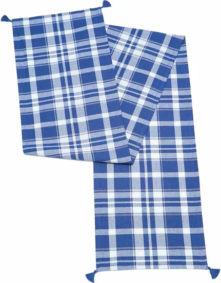 True Living Plaid Cotton Table Runner with Tassels, 12x70 in, 3 Assorted Colors