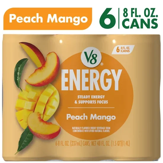 V8 Energy Peach Mango Energy Drink Cans