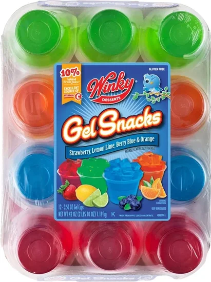 Winky Brand Gelatin, 3.5 oz, 12 Count Plastic Cups, Refrigerated, Gluten-Free