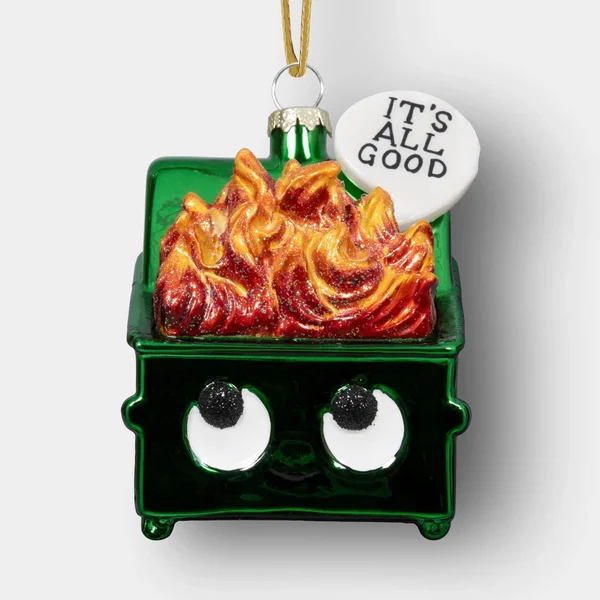 Wondershop Glass Dumpster Fire Ornament